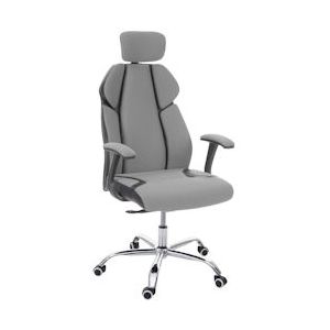 Mendler Bureaustoel HWC-F12, bureaustoel draaistoel racestoel, schuiffunctie stof/textiel + kunstleer ~ grijs/zwart - grijs Synthetisch materiaal 69185