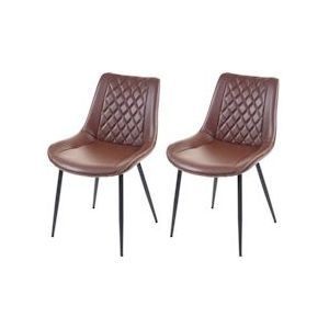 Mendler Set van 2 eetkamerstoel HWC-E56, stoel keukenstoel, vintage ~ kunstleer bruin - bruin Synthetisch materiaal 67961