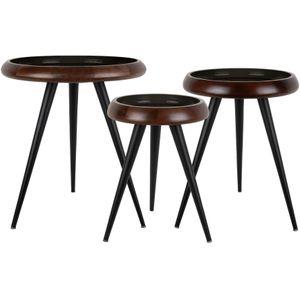 Leitmotiv Bijzettafel Tripod - Zwart - 33x33x46cm - 41,5x41,5x54cm- 52x52x59cm - zwart 8714302747281