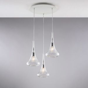 Bonetti Illumina Nemesi - IJzeren ophanging met transparant pyrex glas 3 lichts 141 - Ø50 - BL280-S3-TR - transparant 8050713219086