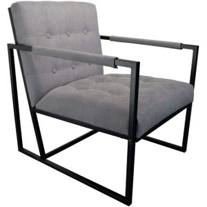 SVITA JONES fauteuil lounge incl. zit- en rugkussens zitting lichtgrijs - grijs Textiel 91076