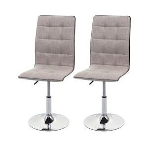 Mendler Set van 2 eetkamerstoel HWC-C41, stoel keukenstoel, in hoogte verstelbaar draaibaar, stof/textiel ~ creme-grijs - grijs Textiel 74270