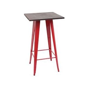 Mendler Bartafel HWC-A73 incl. houten tafelblad, bistrotafel bartafel, metaal industrieel ontwerp 107x60x60cm ~ rood - rood Hout 70403
