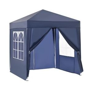 Outsunny Paviljoen Met Luifel, Snelle Montage, 4 Zijwanden, 2 Grote Ramen, Stalen Frame, Blauw, 2 X 2 X 2,4 M - blauw 8700000210394