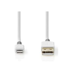 Nedis Lightning Kabel - USB 2.0 - Apple Lightning 8-Pins - USB-A Male - 480 Mbps - Verguld - 3.00 m - Rond - PVC - Grijs / Wit - Doos - 5412810335886
