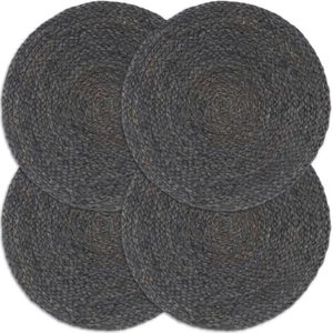 vidaXL-Placemats-4-st-rond-38-cm-jute-donkergrijs