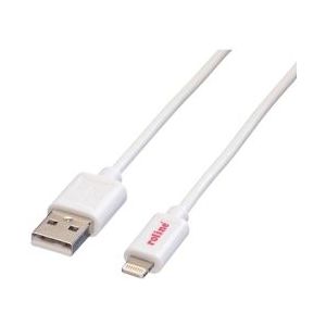 ROLINE Lightning naar USB 2.0 kabel voor iPhone, iPod, iPad, wit, 0,15 m - wit 11.02.8326