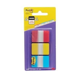 Post-it Index Strong, ft 25,4 x 38 mm, set van 3 kleuren (rood, geel en blauw), 22 tabs per kleur - 686-RYB