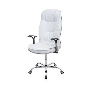 Mendler Bureaustoel HWC-F14, bureaustoel directiestoel draaistoel, 150kg belastbaar kunstleer ~ wit - wit Synthetisch materiaal 75794