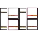 Wandplanken - Kleurrijk Gelakt - Gerecycled Hout - Antiek Getrimd Metaal - Set van 6