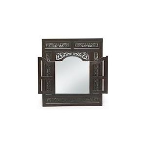 SIT Möbel Wandspiegel met 2 draaideuren | massief acacia, antiek gelakt | B 80 x D 5 x H 90 cm | 09091-30 | Serie SAMBA - bruin Hout 09091-30