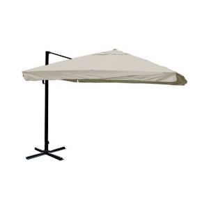 Mendler Zweefparasol HWC-A96, parasol, 3x4m (Ø5m) polyester/aluminium 26kg ~ Flap, crème-grijs zonder voet - beige Textiel 76876