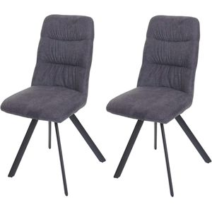 Mendler Set van 2 eetkamerstoelen HWC-J69, keukenstoel, draaibare autostoel, fluweel ~ antraciet - grijs Textiel 82595