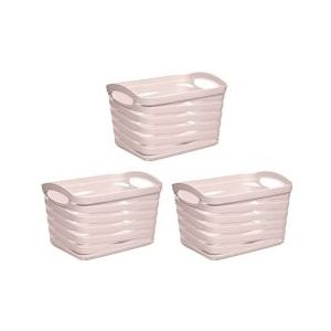 Set van 3 middelgrote rechthoekige manden, 1,5 liter, roze 7house - roze Synthetisch materiaal 8429160040541