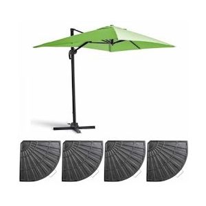 Oviala Business Paraplu 2x3 m en 4 verzwaarde groene aluminium platen - Oviala - groen 107286