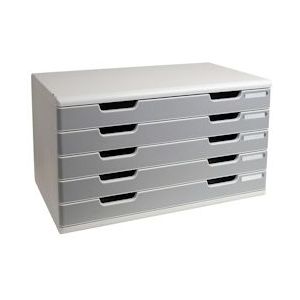 Exacompta 322041D MODULO A3 modulaire ladenbox met 5 gesloten laden voor A3+ documenten, Office, grijs-graniet - grijs Synthetisch materiaal 322041D