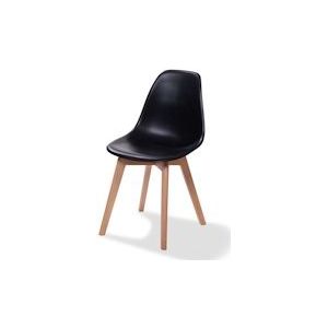Keeve Stapelbare stoel zwart, berkenhouten frame en kunststof zitting, 47x53x83cm (LxBxH), 505F01SB - 8719979471378