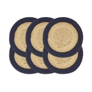 vidaXL-Placemats-6-st-38-cm-jute-en-katoen-natuurlijk-en-marineblauw