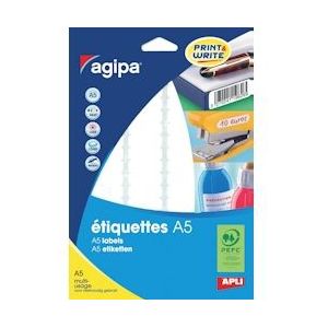 Agipa witte etiketten Print & Write ft 56 x 34 mm (b x h), 192 stuks, 12 per blad - 3270241140866