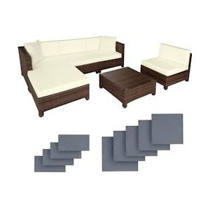 tectake Wicker loungeset met aluminium frame en 10cm kussens - zwart/bruin - 403834 - zwart Aluminium 403834