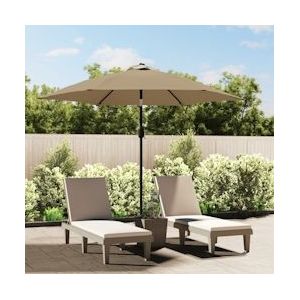 vidaXL Parasol met LED-verlichting en stalen paal 300 cm taupe - beige 44512