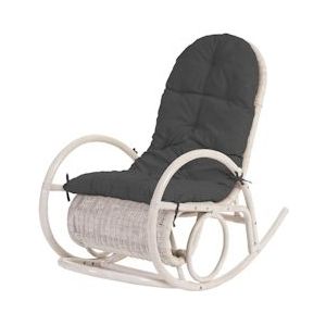 Mendler Schommelstoel Esmeraldas, rotan fauteuil, wit ~ grijs kussen - grijs 69809