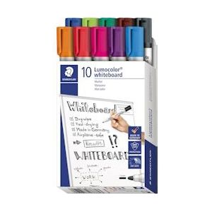 Staedtler Lumocolor whiteboardmarker, doos van 10 stuks in geassorteerde kleuren - 351 B10