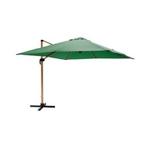 Oviala Business Vierkante offset parasol 3x3m, cactusgroen houteffect - groen 108913