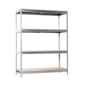 SimonRack Schroefloos metalen rek met metalen bakjes Ecoforte 5 schappen. Galva/houtkleur 2000x1500x600 mm - zilver Metaal 8435104922514