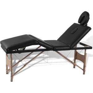HELLOSHOP26 4-zone opvouwbare massagetafel met zwart houten frame 02_0001891 - zwart 3000089781538
