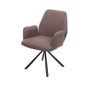 Mendler Eetkamerstoel HWC-H71, keukenstoel relaxstoel, draaibare autostand stof/textiel staal ~ bruin - bruin Weefsel 73938