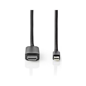 Nedis Mini DisplayPort-Kabel - DisplayPort 1.4 - Mini-DisplayPort Male - HDMI Connector - 48 Gbps - Vernikkeld - 2.00 m - Rond - PVC - Zwart - Polybag - 5412810322350