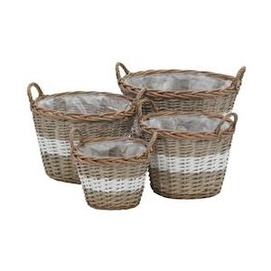 vidaXL Plantenbakken verhoogd 4 st wicker met PE-voering - 246830