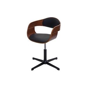 Mendler Bureaustoel HWC-H46, bureaustoel, in hoogte verstelbaar draaimechanisme gebogen hout ~ walnoot-look, kunstleer zwart - zwart Synthetisch materiaal 73496+0
