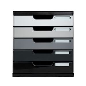 Exacompta 301794D 1x MODULO modulaire ladenbox met 5 gesloten laden voor A4+ documenten, Grijstinten, zwart-grijs - grijs Synthetisch materiaal 301794D