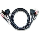 ATEN 2L-7D03UI KVM Kabel DVI-I (Single Link), USB, Audio, zwart, 3 m - zwart 2L-7D03UI