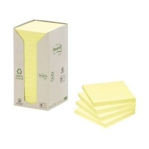 Post-it Recycled notes, 100 vel, ft 76 x 76 mm, geel, pak van 16 blokken - geel 4054596722835