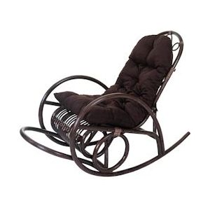 Mendler Schommelstoel HWC-C40, schommelstoel rotan fauteuil, bruin ~ bruine bekleding - bruin 48224