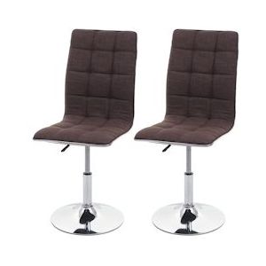 Mendler Set van 2 eetkamerstoel HWC-C41, stoel keukenstoel, in hoogte verstelbaar draaibaar, stof/textiel ~ bruin - bruin Textiel 74271
