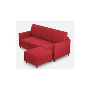 Karay 3-zitsbank (drie zitplaatsen 60cm) + poef buitenafmetingen L.198 P.155 kleur rood - VECOMKARAY180-D10