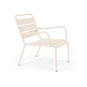 Oviala Business Lage ivoorkleurige stalen fauteuil - beige Staal 108449