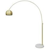 SalesFever Arc lamp | 1-lamp | in hoogte verstelbaar | lampenkap kunststof | frame metaal | voet marmer | B 165 x D 30 x H 205 cm | messing-wit - goud Metaal 394052