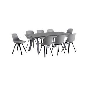 Oviala Business Set van grijze rechthoekige tuintafel en 8 grijze stoelen - grijs 111828