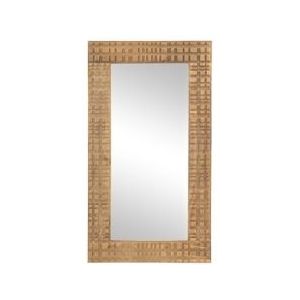 Oviala Business Massief gesneden mangohouten spiegel 150 x 80 cm - bruin 106981