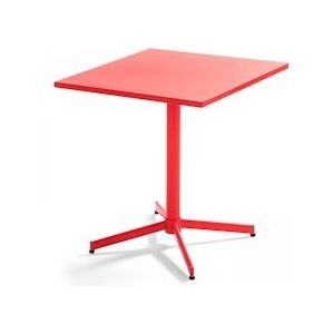 Oviala Business Vierkante bistro verstelbare terrastafel in rood staal - rood Staal 105159