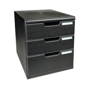 Exacompta 325414D 1x MODULO A4 modulaire ladenbox met 3 gesloten laden voor A4+ documenten, Ecoblack, zwart - zwart Synthetisch materiaal 325414D