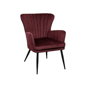 SVITA SANSA fauteuil woonkamer snoerbekleding leesstoel modern gestoffeerde stoel met armleuning loungestoel Bordeaux - rood 92135