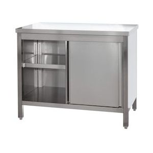 Gastro werkkast met onderblad, draaideuren en tussenblad chroomstaal (BxD) 700 x 800 mm - Edelstaal ARST078C