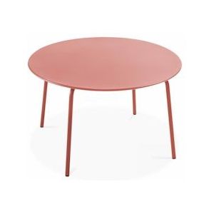 Oviala Business Ronde tuintafel in staal en klei 120 cm - Oviala - roze Staal 108437