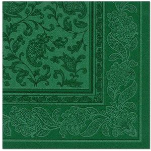 PAPSTAR, Servetten "ROYAL Collection" 1/4 vouw 40 cm x 40 cm donkergroen "Ornaments" - groen 11666